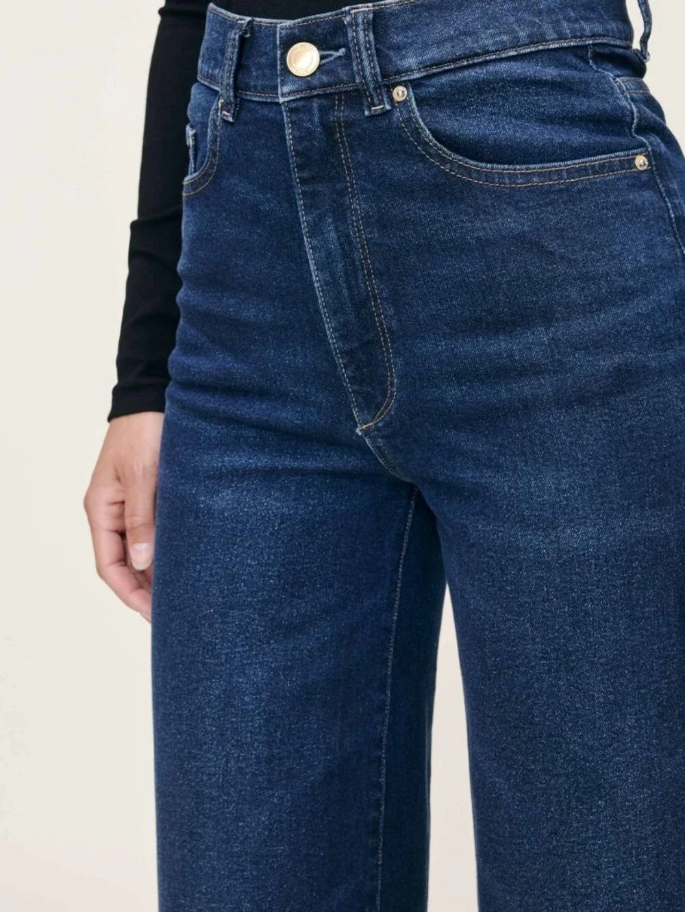 DL1961 Hepburn Dark Navy Wide-Leg Jeans